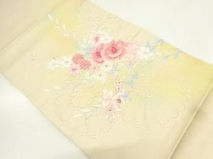 アンティーク　椿に菊模様織出し袋帯（材料）